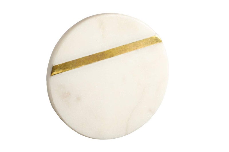 GoCraft Handcrafted White Marble Coasters with Brass Lining â€“ Set of 4 â€“ Decorative Drink Coasters for Coffee, Wine Glasses, Beverages, and Barware â€“ Durable and Elegant for Home & Office - Image 4